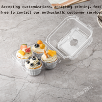 Boîte à Cupcake personnalisée pour fête d'anniversaire Conteneurs PET Dôme Rond Plateau de Conteneur Alimentaire 2/4 Boîte d'emballage de Gâteau en Plastique