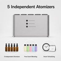 Diffuseur de parfum en aluminium à 5 canaux 5x20ml WiFi sans fil avec lumière RGB à 5 niveaux pour hôtel, spa, maison, machine à parfum OEM personnalisée