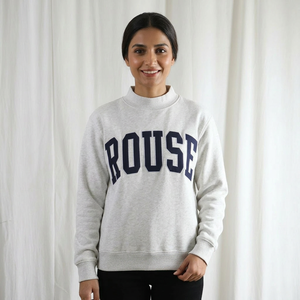 ROUSE ASH GREY Hooded Sweatshirt <b>NAVY</b> BLUE Applique Embroidery URBAN PRODUCTIONS 100% Cotton Winter Fleece Breathable - Product Image 1