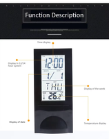 Reloj Despertador Digital Transparente con Logotipo Personalizado, Música, Vertical, Plástico, LCD, Temperatura, Calendario, Funciona con Batería, Regalo Promocional