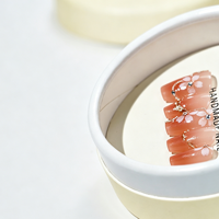 Boîte à ongles ronde en papier, forme circulaire de luxe, blanc crème, emballage artisanal pour ongles, vente en gros de bijoux