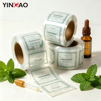 Rouleaux d'étiquettes autocollantes en vinyle transparent imperméable personnalisés pour flacons d'huiles essentielles cosmétiques, durables, avec logo transparent adhésif