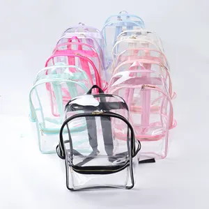 Wholesale Custom Stadium Approved See Through Heavy Duty PVC Backpack Clear Backpack School Bag Back To School