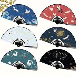 Promotional Gift Custom Printed Painted Eco Friendly Bamboo Folding Hand <b>Fan</b> Flower Japandi Style Chinese <b>Fans</b> <b>Large</b> Size - Product Image 5