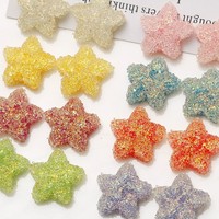 Parche de Resina con Forma de Estrella de Cinco Puntas, Color Caramelo, con Brillo, para Manualidades, Colgantes, Joyería, Collares, Pulseras y Decoración