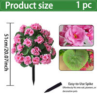 Geranium artificiel de 51 cm, couleur personnalisée, avec base à piquet détachable, résistant aux UV, en soie, pour aménagement au sol