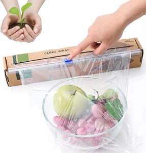 HuamaohengchunCling <b>Wrap</b> Compostable Food <b>Wrap</b> Film with Slide Cutter 12" Wide 200 FT for Kitchen <b>Clear</b> - Product Image 3