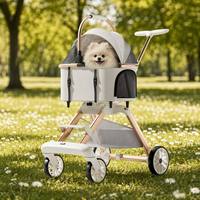 Poussette 2-en-1 pour animaux de compagnie, pliable, en tissu Oxford imperméable, avec panier de transport amovible et roues pivotantes à 360°, pour l'approvisionnement des animaleries européennes