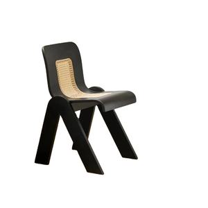 <span class=keywords><strong>Chaise</strong></span> tissée en rotin de café de <span class=keywords><strong>C</strong></span>-wabi Sabi de maison rétro de restaurant en bois massif créatif de concepteur nordique - Product Image 1