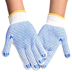 Venta al por mayor en stock: guantes punteados de PVC de un solo lado antideslizantes punteados azules baratos y de alta calidad, guantes de trabajo punteados. - Product Image 5