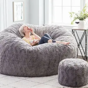 Оптовые продажи большой кресло-мешок-Пушистый мешок, стул, любовь, мешок, диван, 7 футов, наполненный пеной искусственный мех, гигантский большой мешок, мебельная мебель