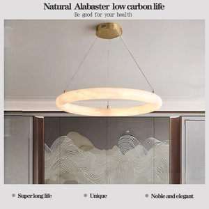 Đèn chùm và đèn treo trần tròn sang trọng bằng đá cẩm thạch tự nhiên Alabaster cho phòng khách, kiểu hiện đại - Product Image 4