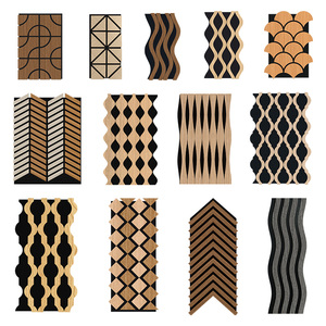 Legno e poliestere parete acustica <span class=keywords><strong>fai</strong></span> <span class=keywords><strong>da</strong></span> <span class=keywords><strong>te</strong></span> speciale forma irregolare pannelli di parete acustica a doghe per la decorazione della parete - Product Image 2