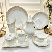 Modernes Luxuriöses Geometrisches Bone China Geschirrset Premium Porzellan Tafelservice für Hochzeit, Hotel und Elegantes Zuhause