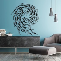 Décoration murale en métal Art Déco, motif poisson, 13,7x15,7 pouces, sculpture moderne pour maison de bord de mer, thèmes animaliers Journée de la Terre