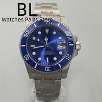 BLIGER 40mm montre revêtue de titane pour hommes NH35 mouvement bleu Sunburst cadran rotatif en céramique insérer verre saphir étanche Date