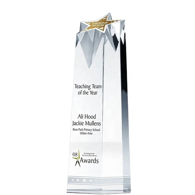 Crystal Trophies Star shape Crystal Awards plaque