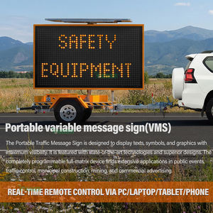 Panneau de signalisation routière mobile à LED à gradation automatique, alimenté par énergie solaire, monté sur remorque, étanche, à message variable - Product Image 2