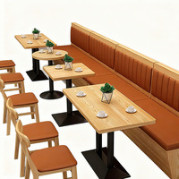 Restauration rapide moderne, stand en bois pour bar, meubles de salle à manger de ferme souples, chaises, ensemble de canapés, stands et tables de restaurant pour café et boutique