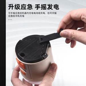 Lámpara de camping con manivela, LED, portátil, recargable, para exteriores, de emergencia, con puerto USB, verde militar - Product Image 5