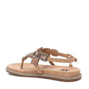 Sandali bassi da donna Xti 144017 beige con decorazioni e cinturino a T, calzature estive - Product Image 3