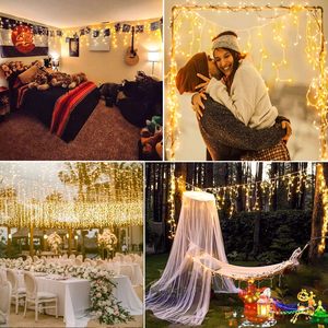 Guirlande lumineuse solaire LED, rideau de lumières LED, lampe à barre de lumière, lampe à ondes basse pression, décoration extérieure imperméable pour mariage, Noël, lampe de toit - Product Image 6