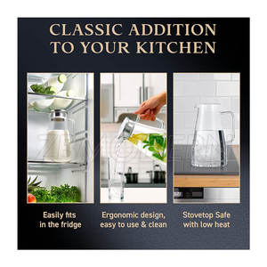 Jarra grande de vidrio de 1/<span class=keywords><strong>2</strong></span> galones y 60 oz, jarra con tapa, vidrio de ebullición de borosilicato, bebidas calientes y frías, garrafa de agua - Product Image 5