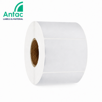 Rouleaux d'étiquettes autocollantes semi-brillantes blanches, rouleaux d'autocollants enduits, impression par transfert thermique, code-barres, faible MOQ, vente en gros