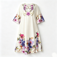 Robe longue maxi rétro à motif floral, col en V, coupe ample, décontractée, élégante, pour femme, idéale pour l'été, vente en gros