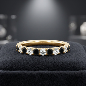 Joyería clásica de compromiso y boda con diamantes redondos naturales en blanco y negro para mujer, oro de 10K, 14K, 18K, plata 925, 935 - Product Image 1