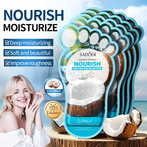 Masque exfoliant pour les pieds aux fruits (fraise, noix de coco, pêche) – Élimination des peaux mortes et des callosités – Soin des pieds secs – <span class=keywords><strong>Pédicure</strong></span> spa à <span class=keywords><strong>domicile</strong></span> - Product Image 4