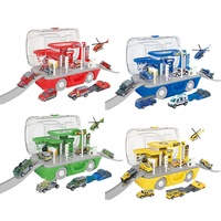 Ensemble de jeu portable pour véhicule avec étui de transport : Police/Ingénierie/Pompier/Armée, Jouet de station-service pour jeu d'imitation avec boîte de rangement pour voitures