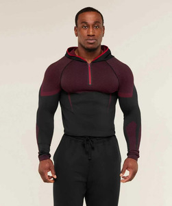 King Mcgreen Star Nuova Collezione Felpa Elastica da <span class=keywords><strong>Uomo</strong></span>, Abbigliamento Fitness, Maglia <span class=keywords><strong>Aderente</strong></span> a Maniche Lunghe con Cappuccio e Zip, T-Shirt Sportiva - Product Image 5