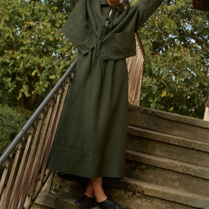 Nouveautés : Ensemble en lin modeste pour femme, de haute qualité, avec logo personnalisé, vêtements décontractés, mélange de lin, costume élégant pour femme - Product Image 3