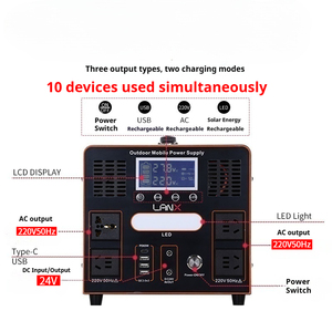 สถานีพลังงานแสงอาทิตย์แบบพกพา LiFePO4 ความจุสูง 110V/220V สำหรับใช้งานกลางแจ้ง 2500W-300W แบตเตอรี่สำรองสำหรับแคมป์ปิ้ง - Product Image 4