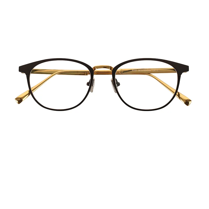新しいデザインのゴールドチタンメガネ男性用カスタム光学メガネ