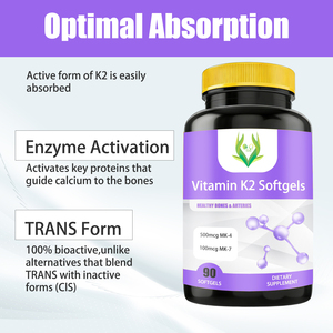 High Potency Vitamin K2 Softgels with MK-4 for Cognitive Support MK-7 Bone Health Softgels for Adults Healthcare <b>Supplement</b> - Product Image 4