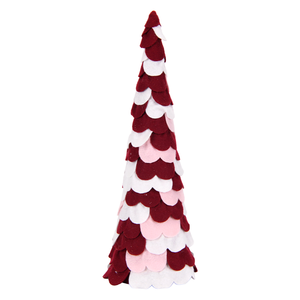 Blush Pink Red White Felt Petal Cone <b>Christmas</b> <b>Tree</b> Topless Pink Holiday <b>Mini</b> Pastel Bedroom Decoration - Product Image 3