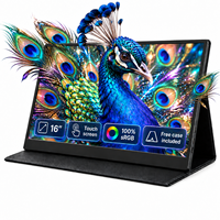 Moniteur portable tactile 16 pouces FHD Plus 1920x1200 IPS 14 mm double USB-C HDMI pour le jeu, les voyages et le travail, fin et léger, pour ordinateur portable