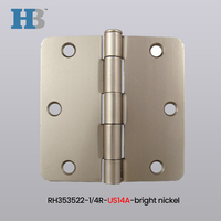 Charnière de porte intérieure résidentielle en acier nickelé brillant US14A, 3,5 x 3,5 pouces, coin arrondi de 1/4 de pouce