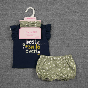 Tedmimak Abbigliamento Estivo per <span class=keywords><strong>Neonata</strong></span> 0-3 Mesi con Fascia per Capelli Set 3 Pezzi 100% Cotone Motivo Floreale - Product Image 6