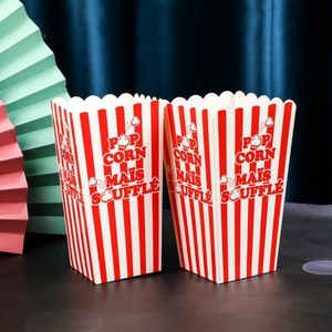 Cubo Plegable para Snacks con Diseño de Rayas, Caja para Palomitas de Maíz para Cine, Materiales Reciclados, Laminación Mate, Recubrimiento UV, Características de Relieve - Product Image 1