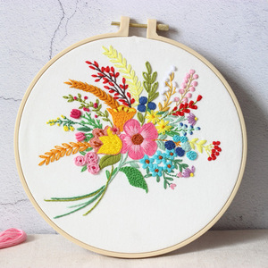 Handmade DIY Embroidered Flower Bouquet Kit Cotton Material for Cross-Stitching & Needlework Crafts