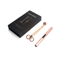 Private Label Rechargeable Electric Lighter Candle Care Kit Rose Gold Wick Trimmer Packaging Box for Studio / Workshop