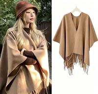 2026 Neues Modell 110*176cm Einfarbiger Mittellanger Schal, Retro Hochwertige Textur, Verdickter Fransen-Wärmemantel für Herbst und Winter
