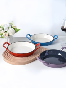Sartén para parrilla <span class=keywords><strong>de</strong></span> hierro fundido esmaltado, adecuada para todo tipo <span class=keywords><strong>de</strong></span> cocinas, como inducción o parrilla <span class=keywords><strong>con</strong></span> doble ASA - Product Image 3