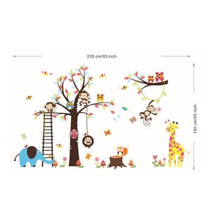 Desmontable de la habitación de bebé de gran tamaño de dibujos animados Animal de la selva de la pared de los niños pegatinas de Decoración de casa de PVC - Product Image 5