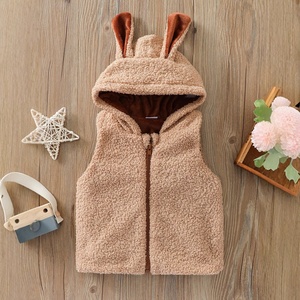 Veste polaire en peluche pour garçons et filles, chemise à fermeture éclair avec oreilles de dessin animé en peluche, gilet d'hiver en coton lavé pour enfants - Product Image 5