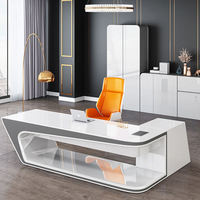 Bureau de direction design MDF bureau de direction incurvé brillant design taille personnalisée blanc bureau de direction du PDG