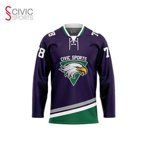 เสื้อเจอร์ซีย์ฮ็อกกี้น้ำแข็งออกแบบโลโก้ของคุณเองคุณภาพสูงชุดทีมกีฬาสำหรับผู้ชาย - Product Image 1